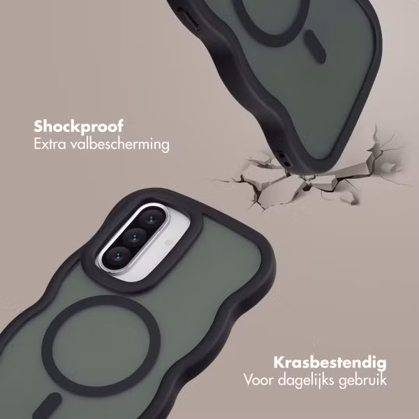 Selencia Wavy Backcover met MagSafe Samsung Galaxy A36 / A56 - Zwart