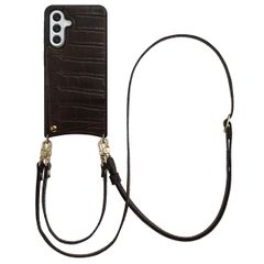 Selencia Nova Croco Telefoonhoes met Koord en Pashouder Samsung Galaxy A56 - Choco Brown