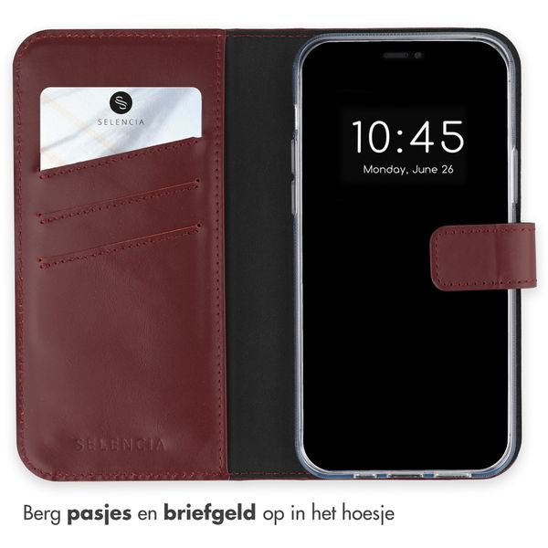 Selencia Echt Leren Bookcase Apple iPhone 12 (Pro) - Burgundy
