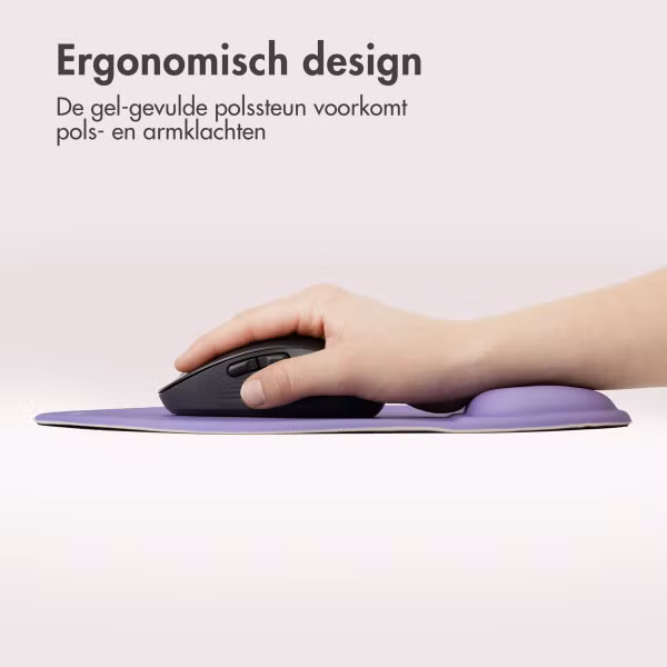 imoshion Ergonomische muismat - Muismat met polssteun - 30 x 25 cm - Lila