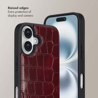 Selencia Nova Croco Phone Case with Cord and Card Holder Apple iPhone 16 - Burgundy