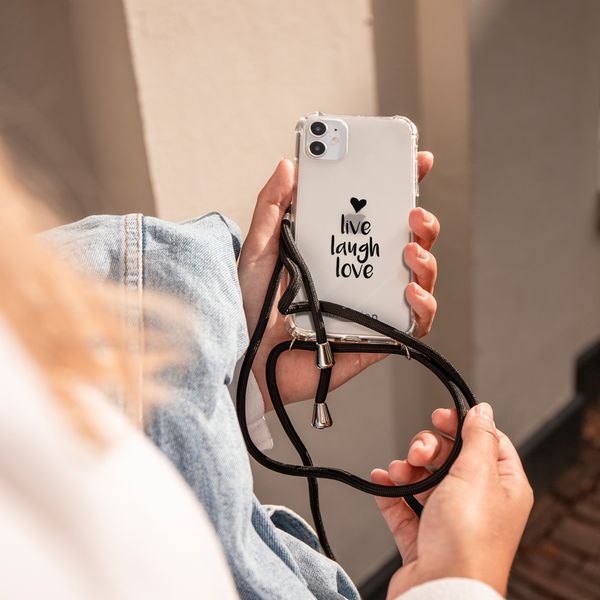 imoshion Design hoesje met koord iPhone 8 Plus / 7 Plus - Live Laugh Love - Zwart