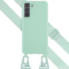 Selencia Siliconen hoesje met afneembaar koord Samsung Galaxy S21 FE - Turquoise