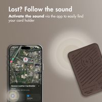 Accezz Magnetic Leather Card Holder - Compatible with Apple Find My - Coffee Brown