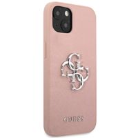 Guess 4G Metal Logo Saffiano Backcover Apple iPhone 13 - Roze