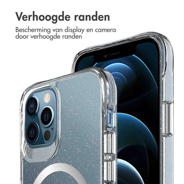 imoshion Clear Glitter Backcover met MagSafe Apple iPhone 12 (Pro) - Zilver