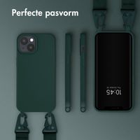 Selencia Siliconen hoesje met afneembaar koord Apple iPhone 15 - Donkergroen
