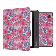 imoshion Design Slim Hard Case Sleepcover met stand Kobo Libra H2O - Flower Watercolor