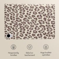 Selencia Sabi Bookcase met panterprint Samsung Galaxy Tab S11 - Soft Ivory