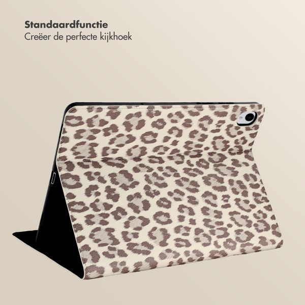 Selencia Sabi Bookcase met panterprint Samsung Galaxy Tab S11 - Soft Ivory