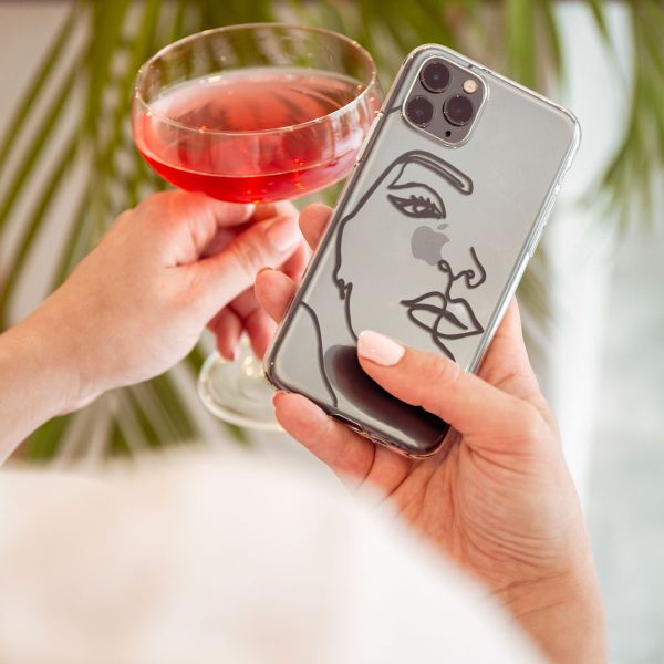 imoshion Design hoesje OnePlus Nord 2 - Abstract Gezicht - Zwart
