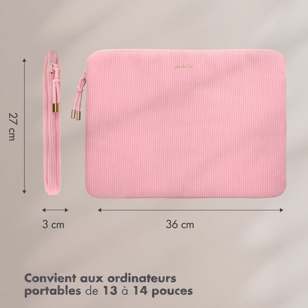 Selencia Corduroy Laptop hoes 13-14 inch - Laptopsleeve - Soft Blush