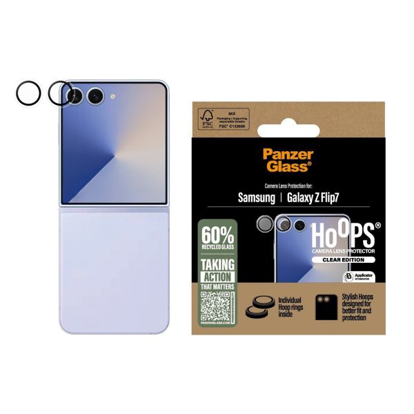 PanzerGlass Camera Protector Hoops Optic Rings voor de Samsung Galaxy Z Flip 7 - Transparant