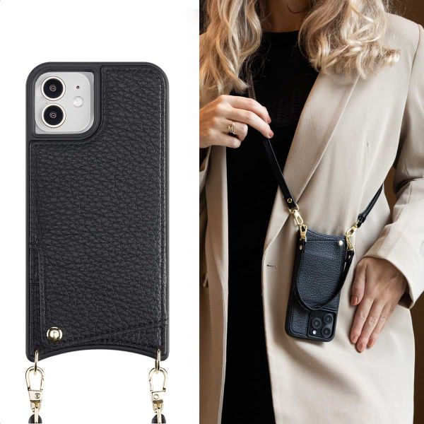 Selencia Nova Phone Case with Cord and Card Holder Apple iPhone 12 (Pro) - Black