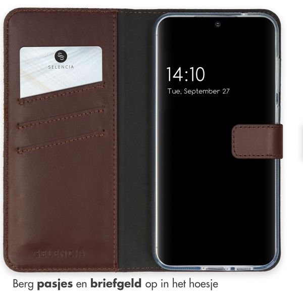 Selencia Echt Leren Bookcase Samsung Galaxy S23 FE - Bruin
