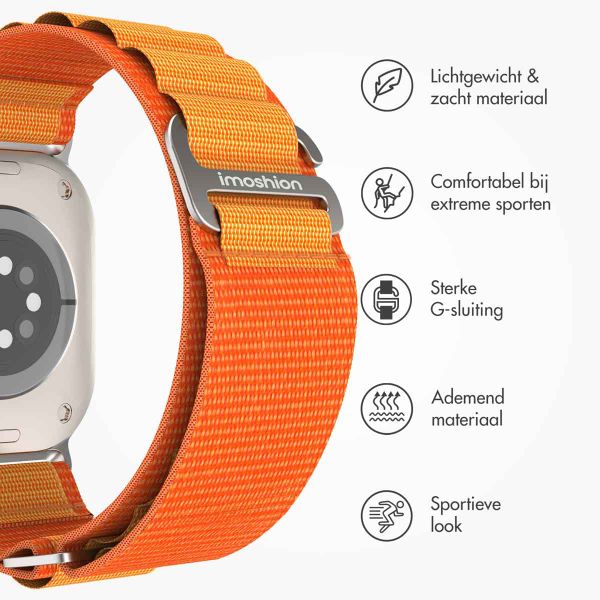 imoshion Nylon Alpine bandje Apple Watch Series 1 t/m 9 / SE (38/40/41 mm) | Series 10 / 11 (42 mm) - Oranje