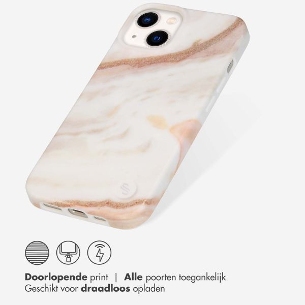 Selencia Aurora Fashion Backcover iPhone 14 - Duurzaam hoesje - 100% gerecycled - Wit Marmer