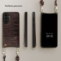Selencia Nova Croco Telefoonhoes met Koord en Pashouder Samsung Galaxy A57 (5G) - Choco Brown