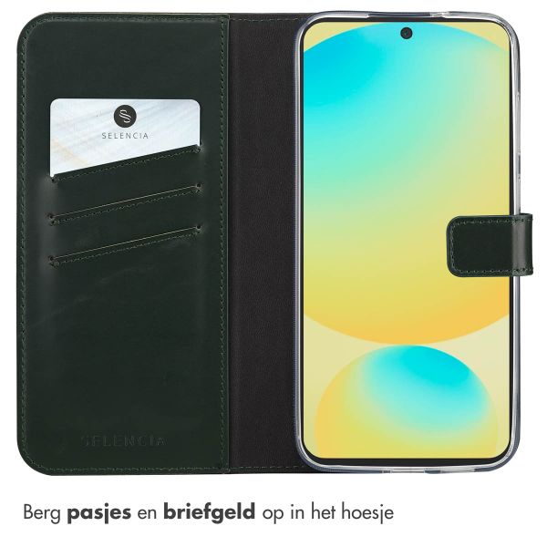 Selencia Echt Leren Bookcase Samsung Galaxy S25 FE - Groen