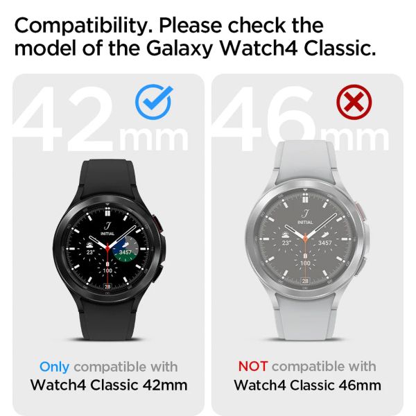 Spigen EZ FIT Glas.tR Screenprotector met applicator Samsung Galaxy Watch 4 Classic - 42 mm - Transparant