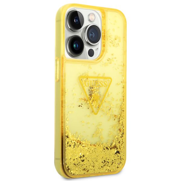 Guess Liquid Glitter Backcover iPhone 14 Pro Max - Geel