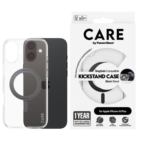 CARE by PanzerGlass Kickstand Case MagSafe iPhone 16 Plus - Zwart