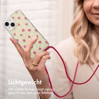imoshion Design hoesje met koord Apple iPhone 15 - Dusty Rose Connected Hearts