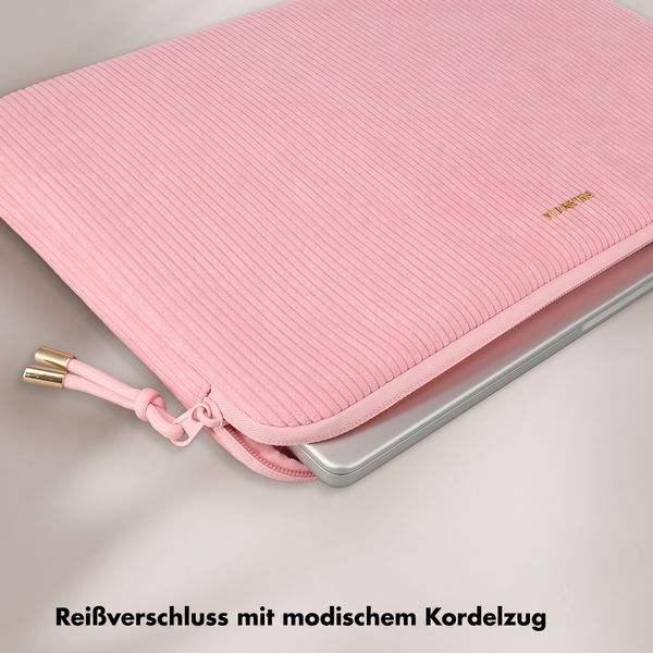 Selencia Corduroy Laptop hoes 15-16 inch - Laptopsleeve - Soft Blush
