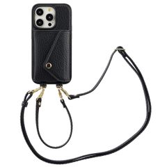 Selencia Sera Phone Case with Cord and Envelope Card Holder Apple iPhone 14 Pro - Black