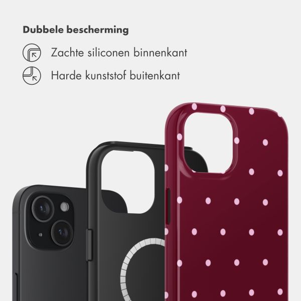 Selencia Vivid Backcover met MagSafe Apple iPhone 15 - Happy Dots Burgundy