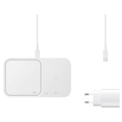 Samsung Wireless Charger Duo - Draadloze oplader - Met adapter en laadkabel - 15 Watt - Wit