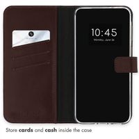 Selencia Genuine Leather Book Case Samsung Galaxy A37 (5G) - Dark Brown