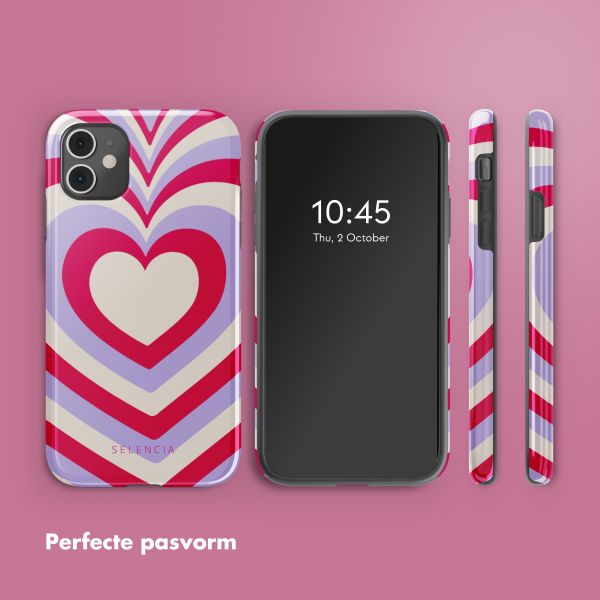 Selencia Vivid Tough Backcover iPhone 11 - Double Hearts Rubine Red Lilac