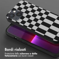 Selencia Siliconen design hoesje met afneembaar koord Apple iPhone 13 Pro - Irregular Check Black