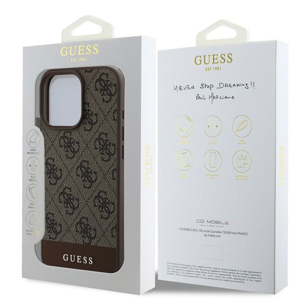 Guess Bottom Stripe 4G Backcover Apple iPhone 16 Pro - Bruin