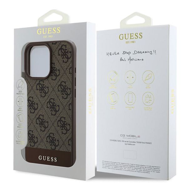 Guess Bottom Stripe 4G Backcover iPhone 16 Pro - Bruin