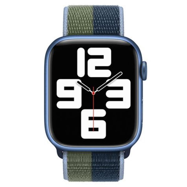 Apple Sport Loop band Apple Watch Series 1 t/m 10 / SE / Ultra (2) (44/45/46/49 mm) - Abyss Blue/Moss Green