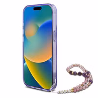 Guess MagSafe IML Flowers Case met beads strap Apple iPhone 15 Pro Max - Purple