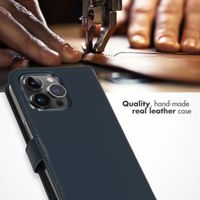 Selencia Genuine Leather Book Case Apple iPhone 15 Pro Max - Blue