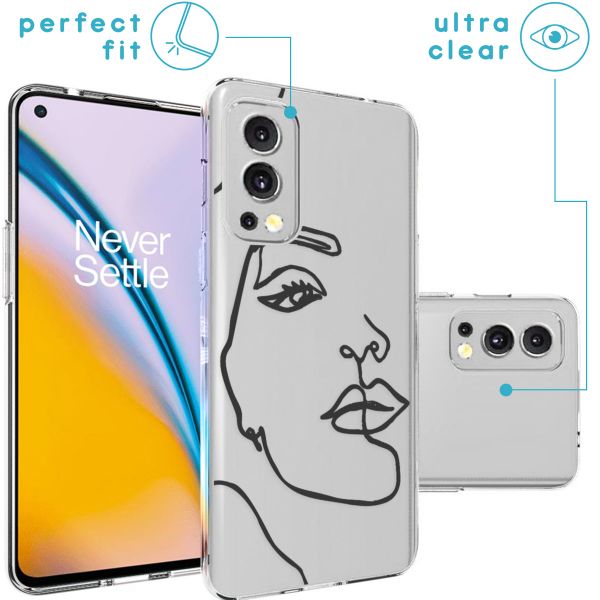 imoshion Design hoesje OnePlus Nord 2 - Abstract Gezicht - Zwart