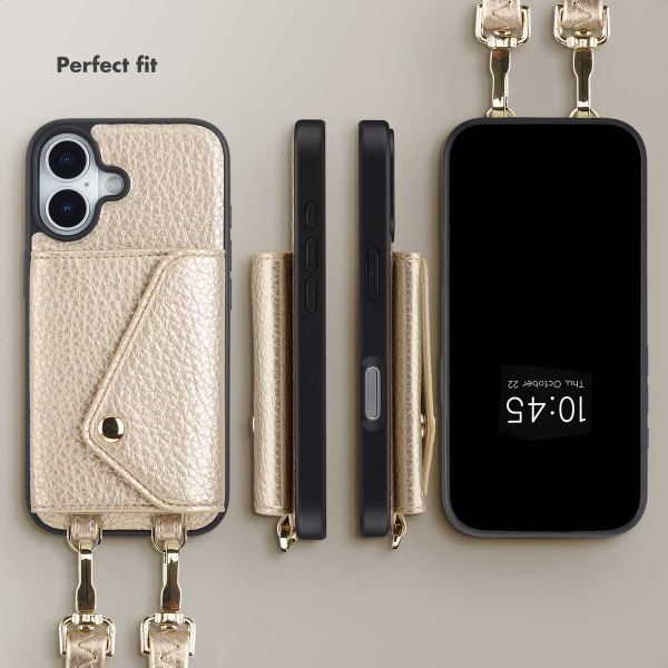 Selencia Sera Phone Case with Cord and Envelope Card Holder Apple iPhone 17 - Champagne