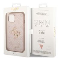 Guess 4G Metal Logo Backcover iPhone 14 - Roze