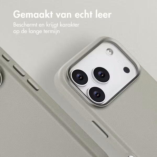 Accezz MagSafe Leather Backcover Apple iPhone 17 Pro - Light Grey