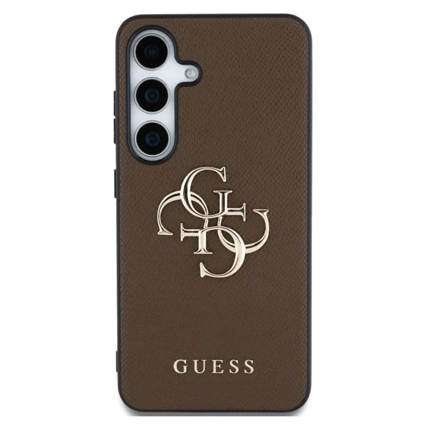 Guess 4G Metal Logo Saffiano Backcover Samsung Galaxy S25 - Bruin
