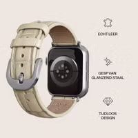 Burga Genuine Leather Band Apple Watch Series 1 - 9 / SE (38/40/41 mm) | Series 10 / 11 (42 mm) - Buttermelt / Silver