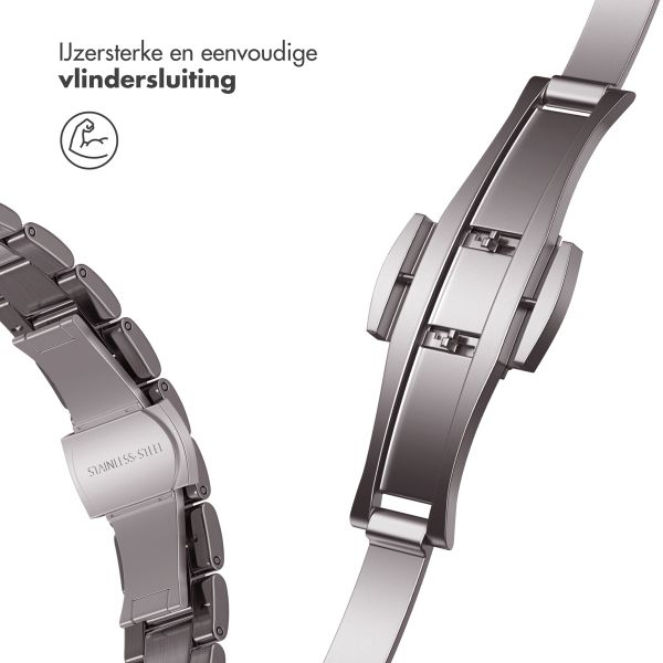 Selencia Slim Steel schakelbandje Apple Watch Series 1 t/m 9 / SE (38/40/41 mm) | Series 10 / 11 (42 mm) - Zilver