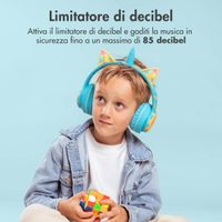 imoshion Draadloze Kinderkoptelefoon Unicorn LED Light - Decibelbegrenzer - Met AUX kabel - Soft Blue / Yellow