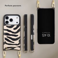 Selencia Nova Telefoonhoes met Koord en Pashouder Apple iPhone 17 Pro - Zazzy Zebra
