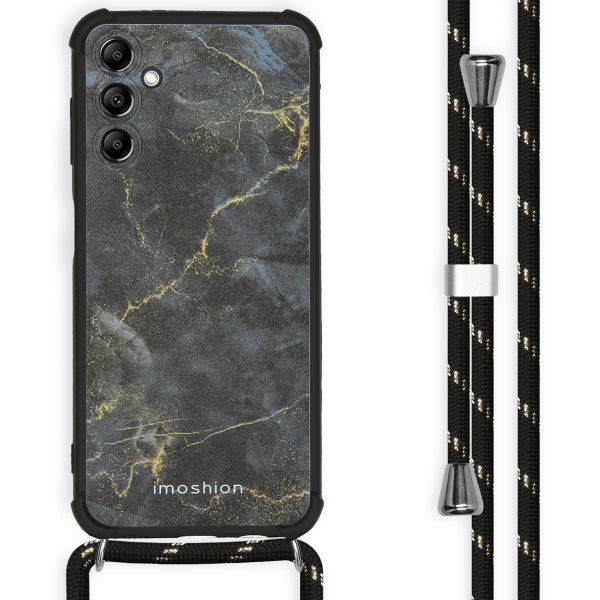 imoshion Design hoesje met koord Samsung Galaxy A14 (5G/4G) - Black Marble