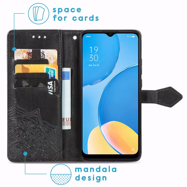 imoshion Mandala Bookcase Oppo A15 - Zwart